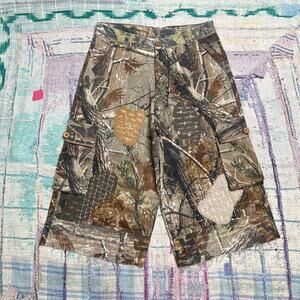 Custom upcycled camo cargo capris W30